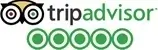 TripAdvisor logo with five green circles for a top scoreshowing great reviews for All Morocco Tours
