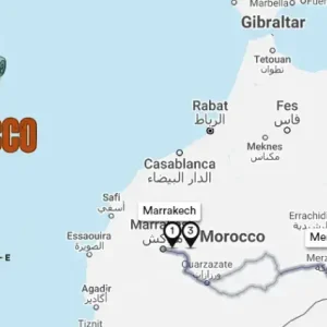 Map highlighting 2 Days Tour From Marrakech To Desert