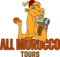 Laughing Camel wears a red Fes hat & offers camel tours & trekking with All Morocco Tours.